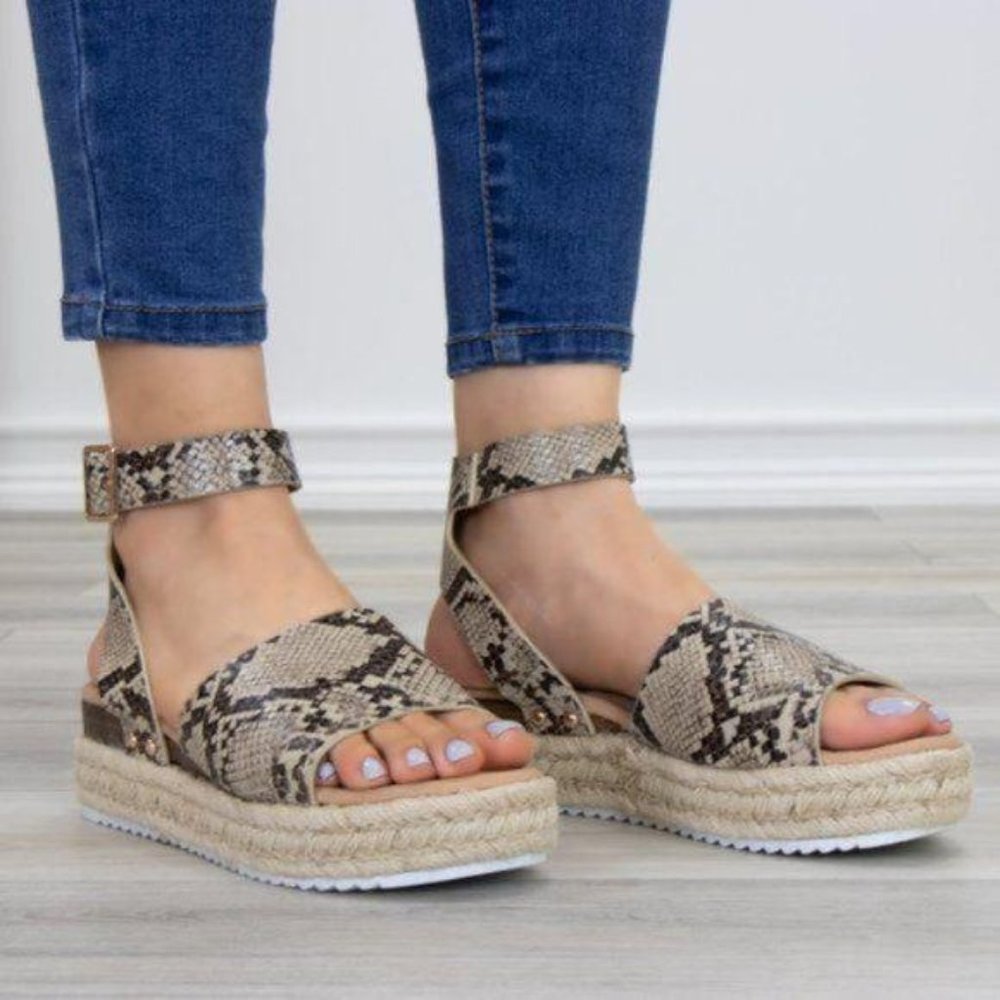 Python Snake Espadrille Platform Comfort Sandal - Picture 4 of 7